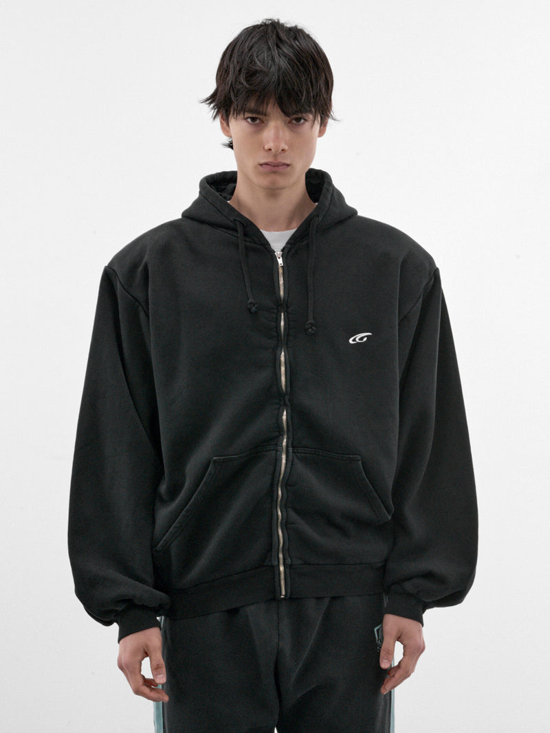 Black Cotton Zip Hoodie (GRC-04-001BK-BLACK)