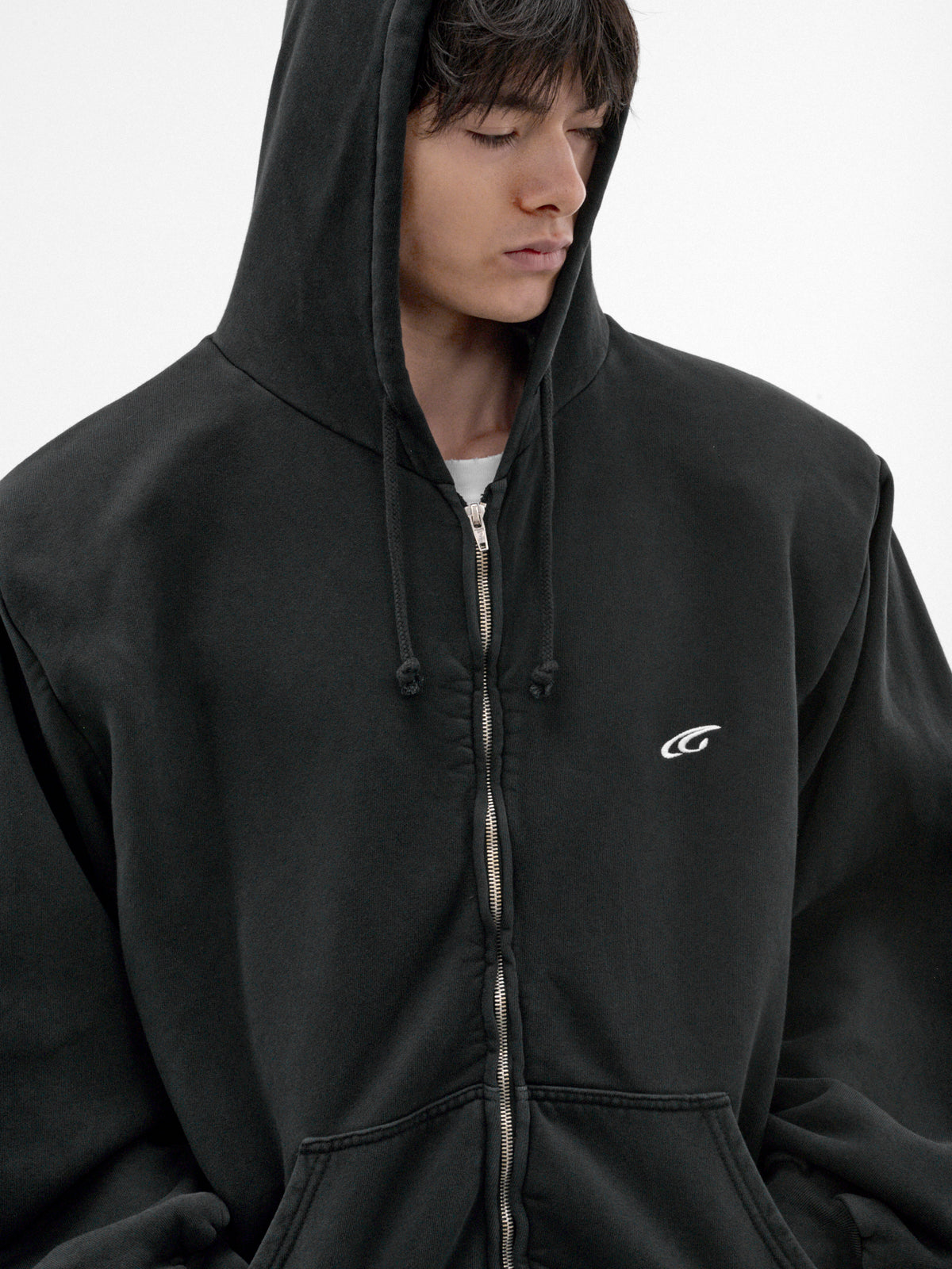 Black Cotton Zip Hoodie (GRC-04-001BK-BLACK)