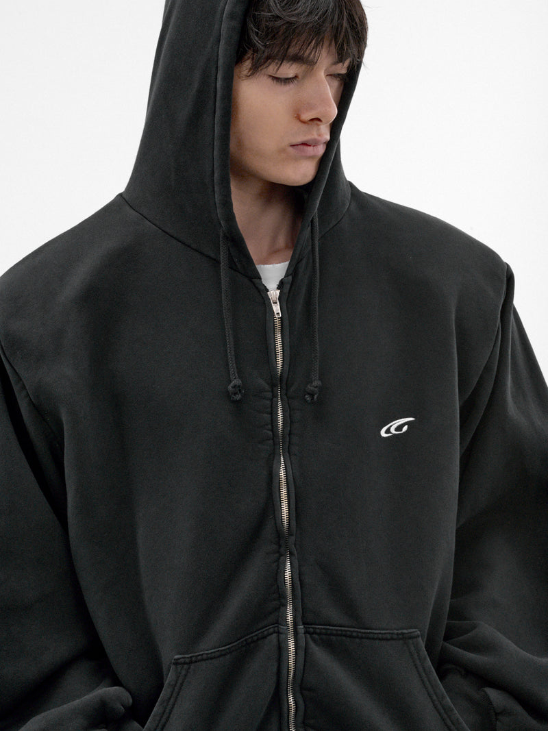 Black Cotton Zip Hoodie (GRC-04-001BK-BLACK)