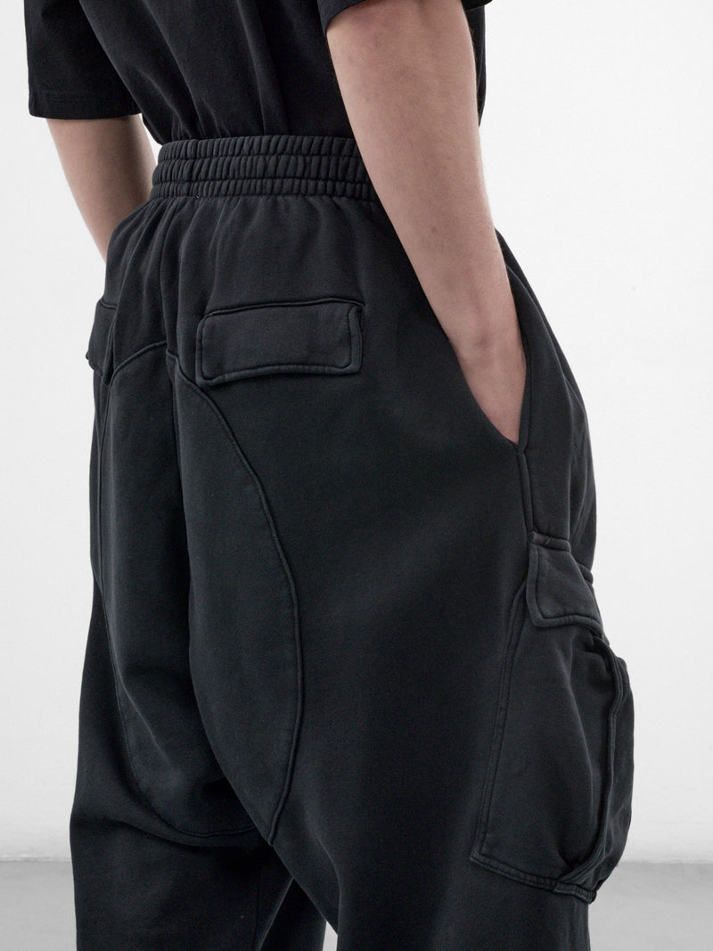 Black Cotton Cargo Sweatpants (GRC-04-002AB-ALMOST-BLACK)