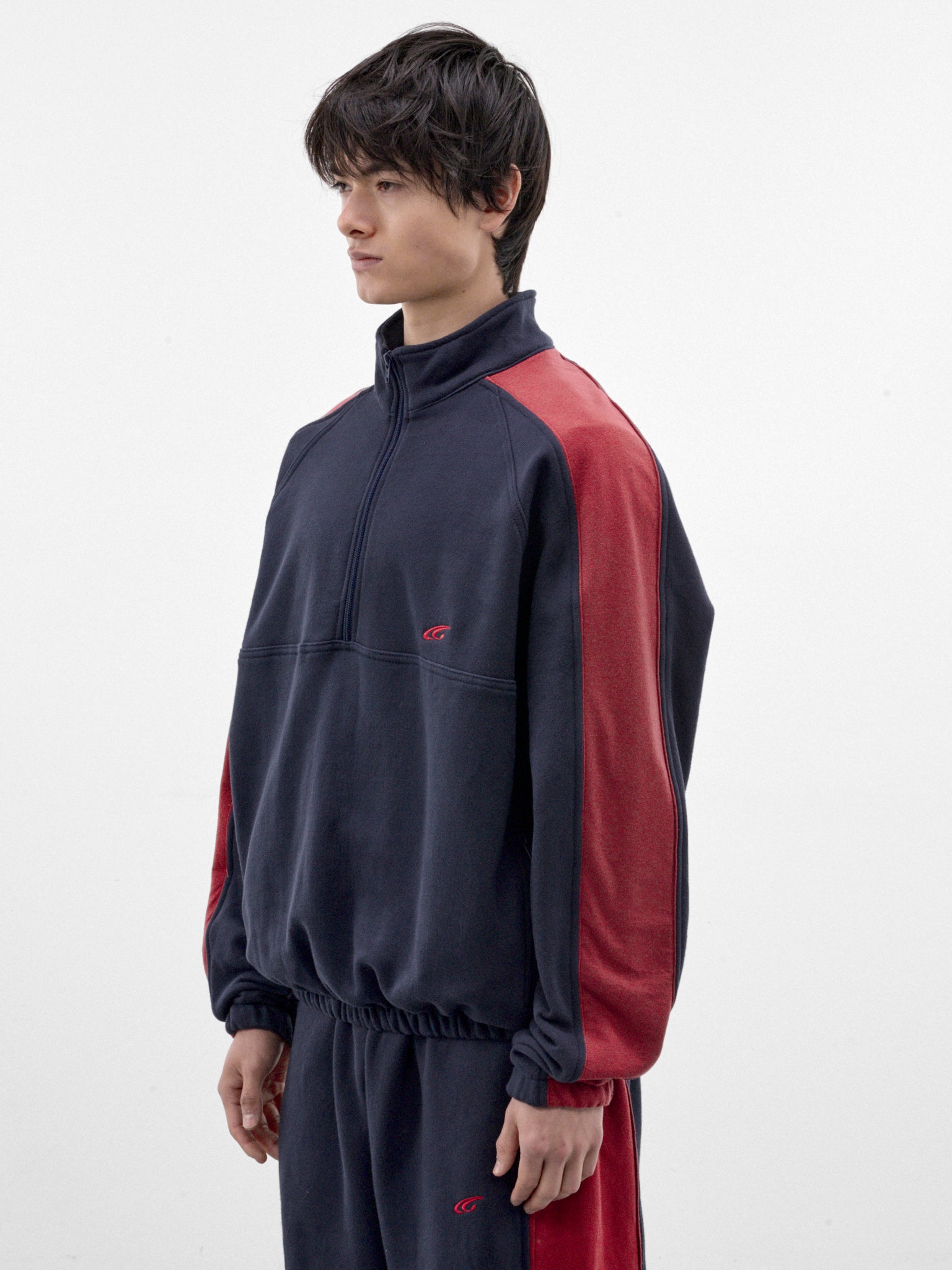 Navy Cotton Quarter-Zip Sweatshirt (GRC-04-008NV-NAVY)