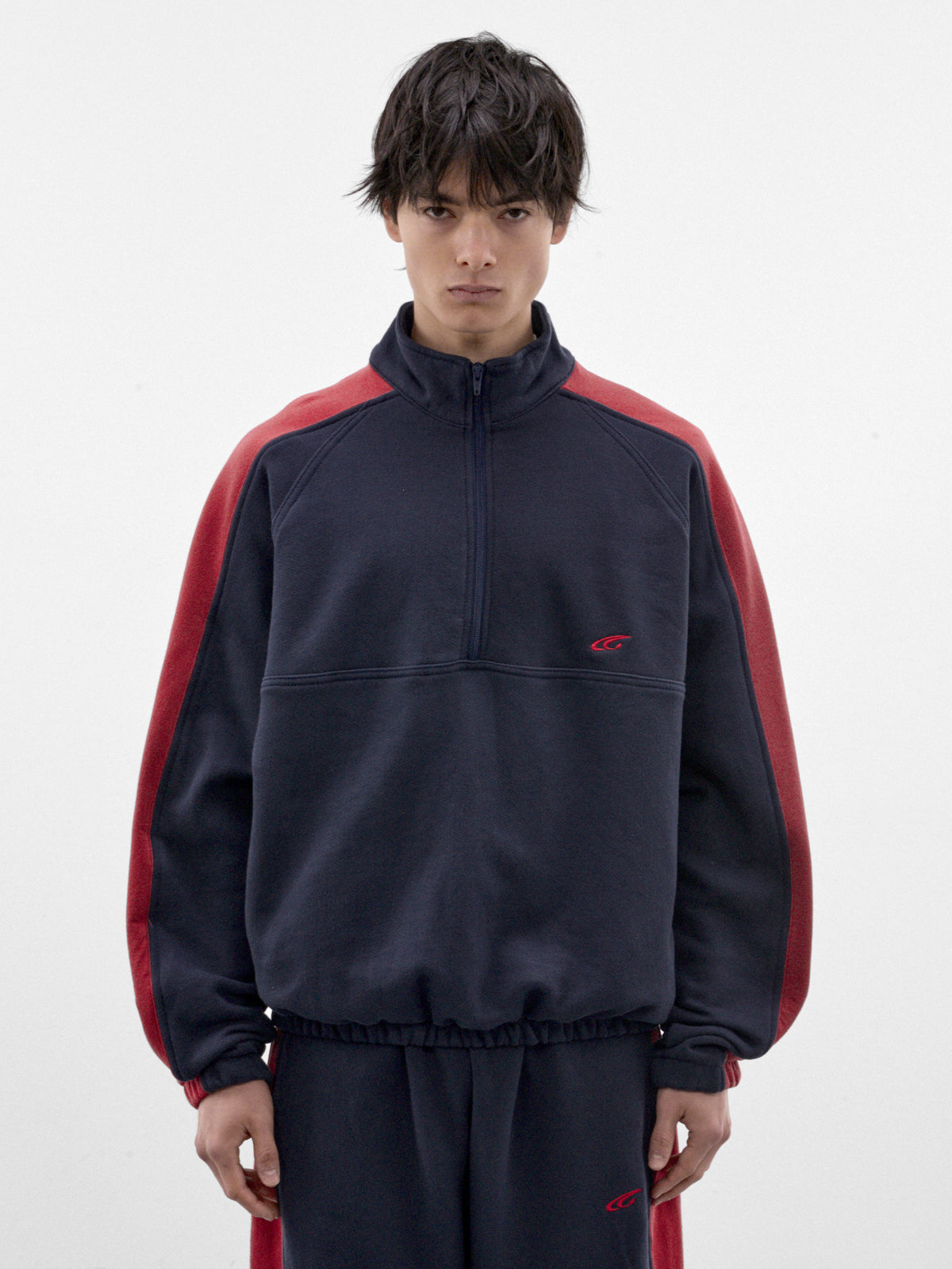 Navy Cotton Quarter-Zip Sweatshirt (GRC-04-008NV-NAVY)