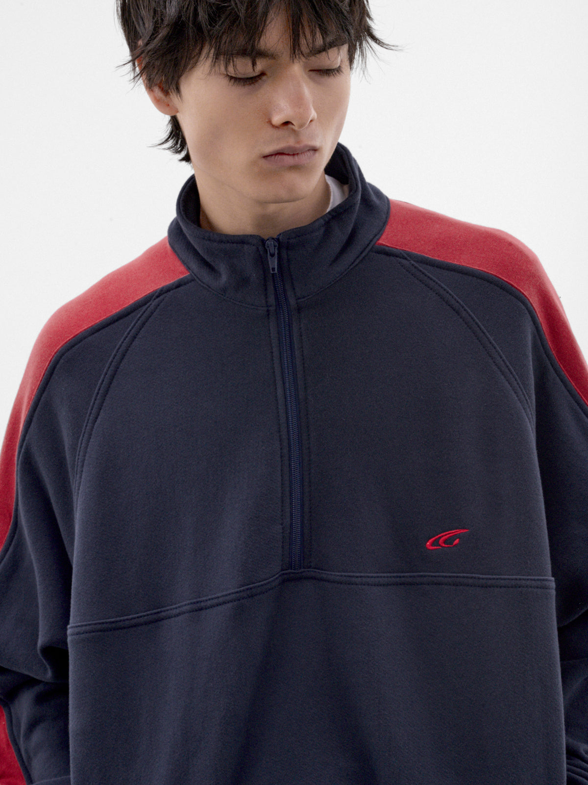 Navy Cotton Quarter-Zip Sweatshirt (GRC-04-008NV-NAVY)