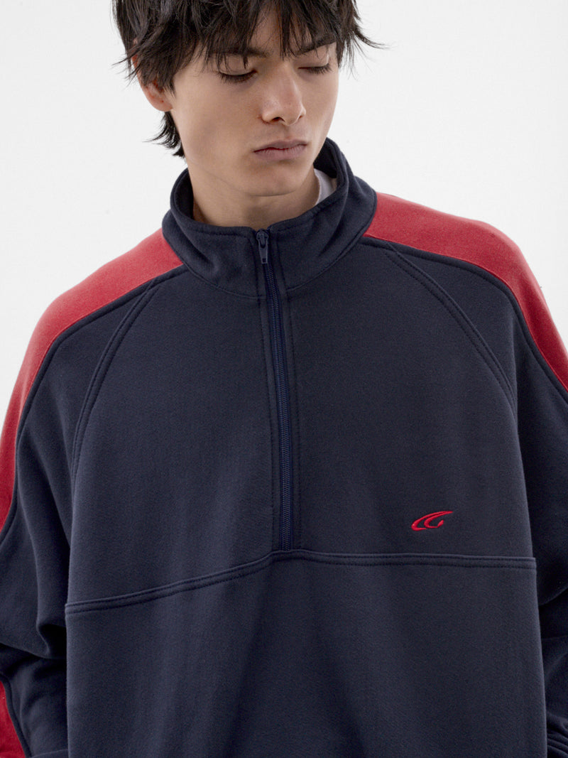 Navy Cotton Quarter-Zip Sweatshirt (GRC-04-008NV-NAVY)