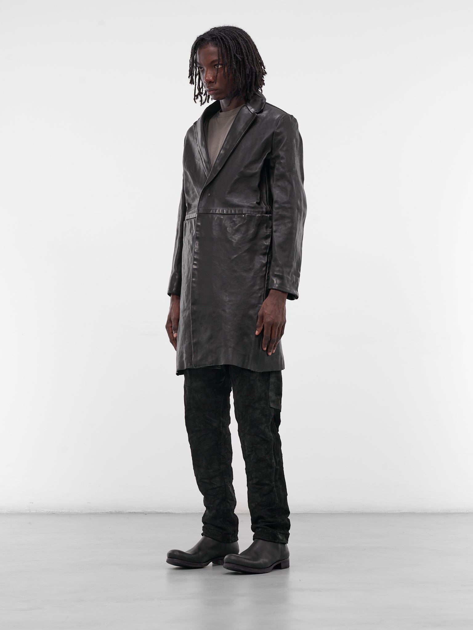 Black Leather Short Coat (GT2-BLACK)