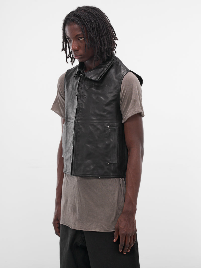 Black Wrinkled Leather Vest (GT4V-BLACK)