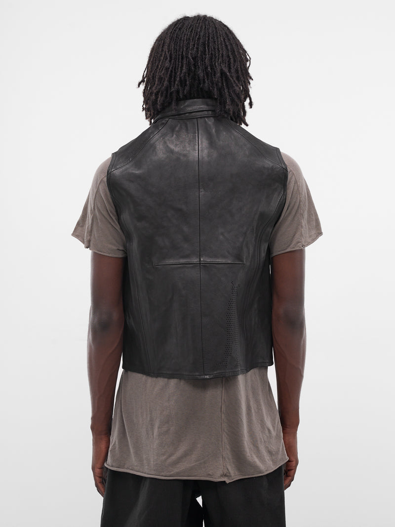 Black Wrinkled Leather Vest (GT4V-BLACK)