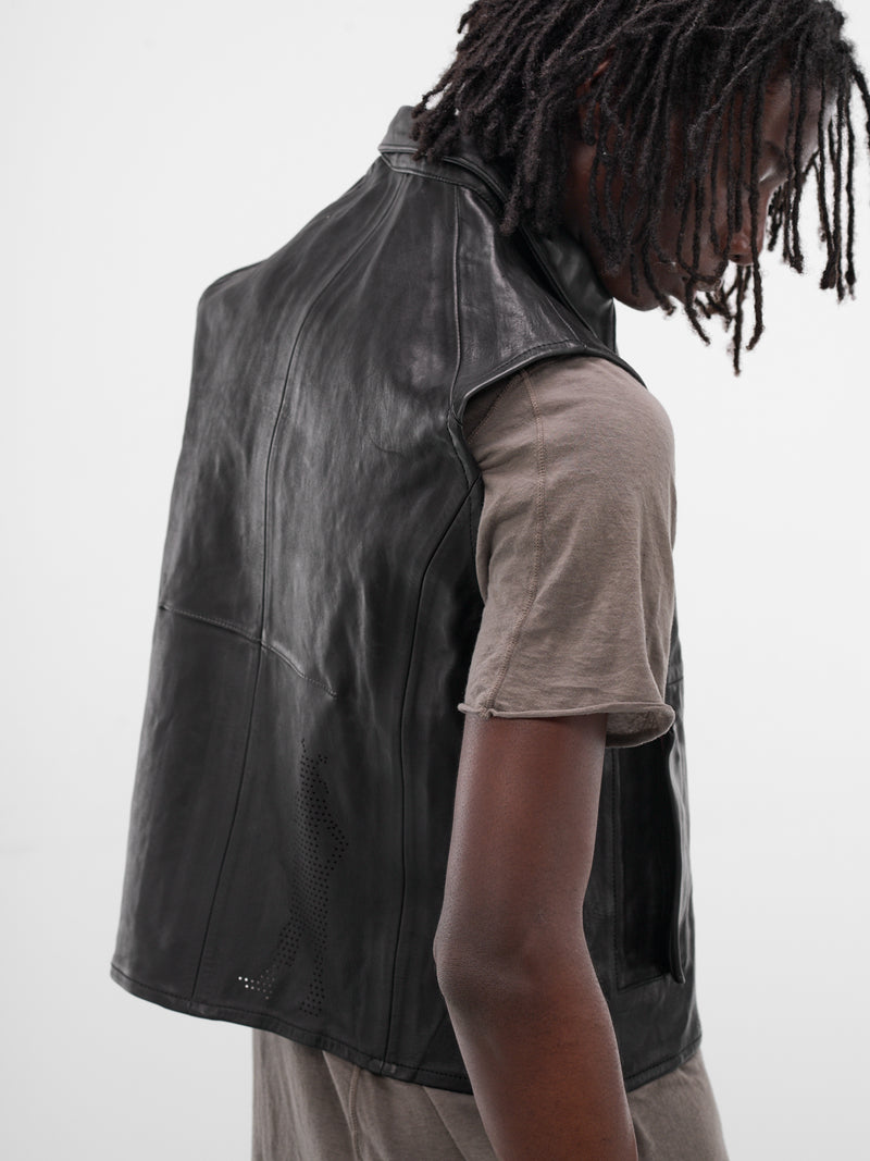 Black Wrinkled Leather Vest (GT4V-BLACK)