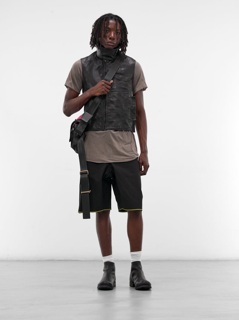 Black Wrinkled Leather Vest (GT4V-BLACK)