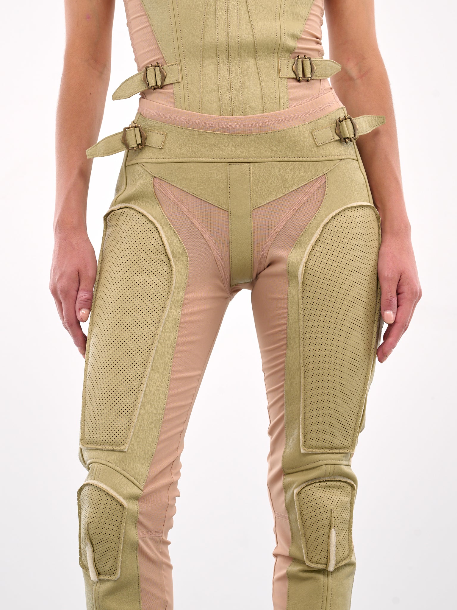 Leather Paneled Leggings (GTRTROPOL-PALE-OLIVE)