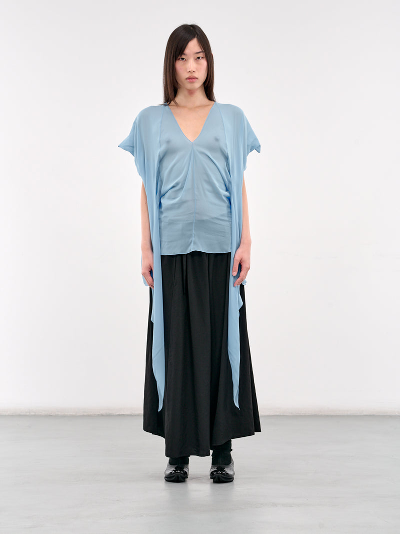 Fornax Draped Trim Blouse (H02-47-SKY-BLUE)