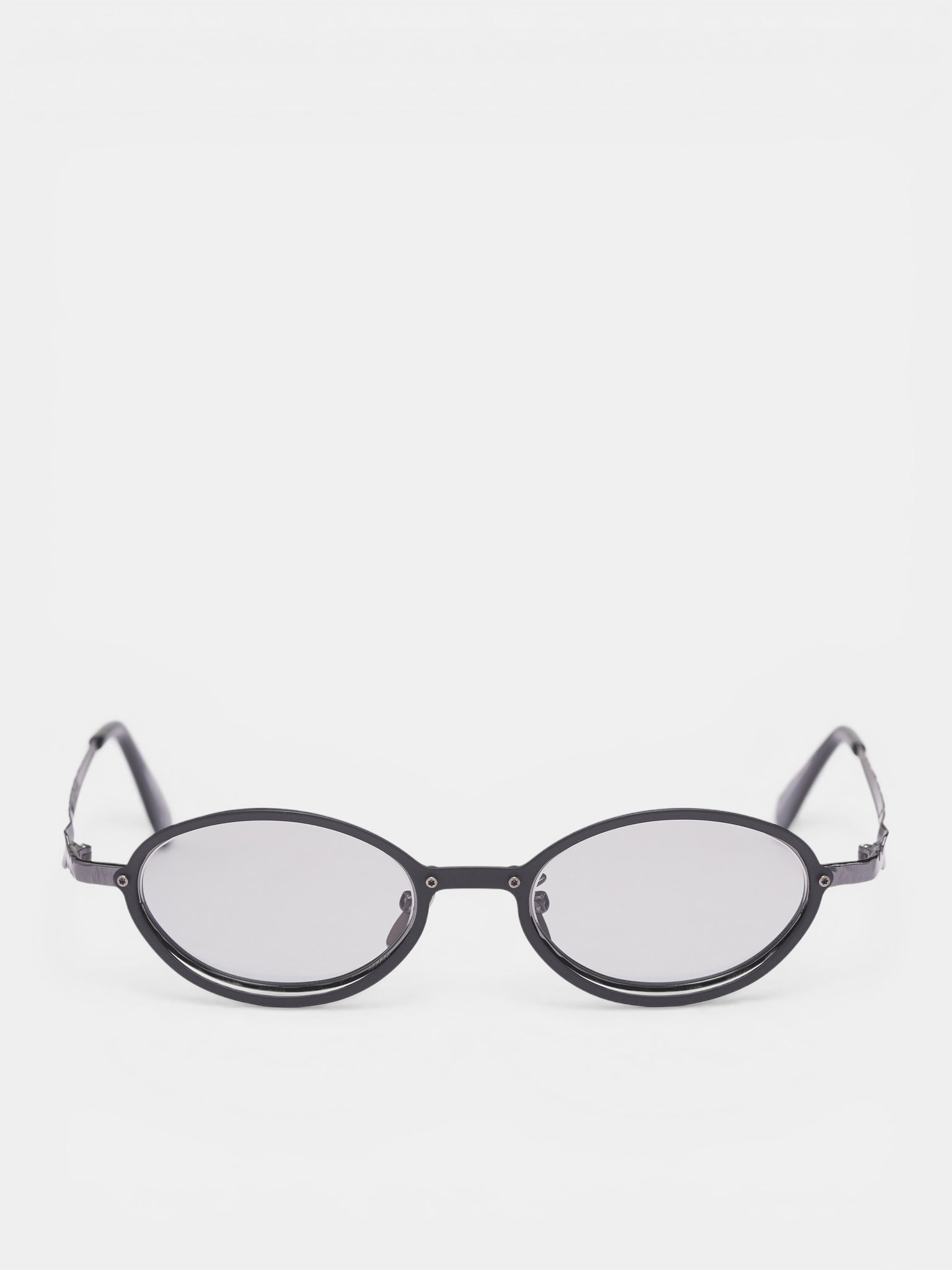 H18 Double Layered Oval Sunglasses (H18-49-19 BM-GREY1)