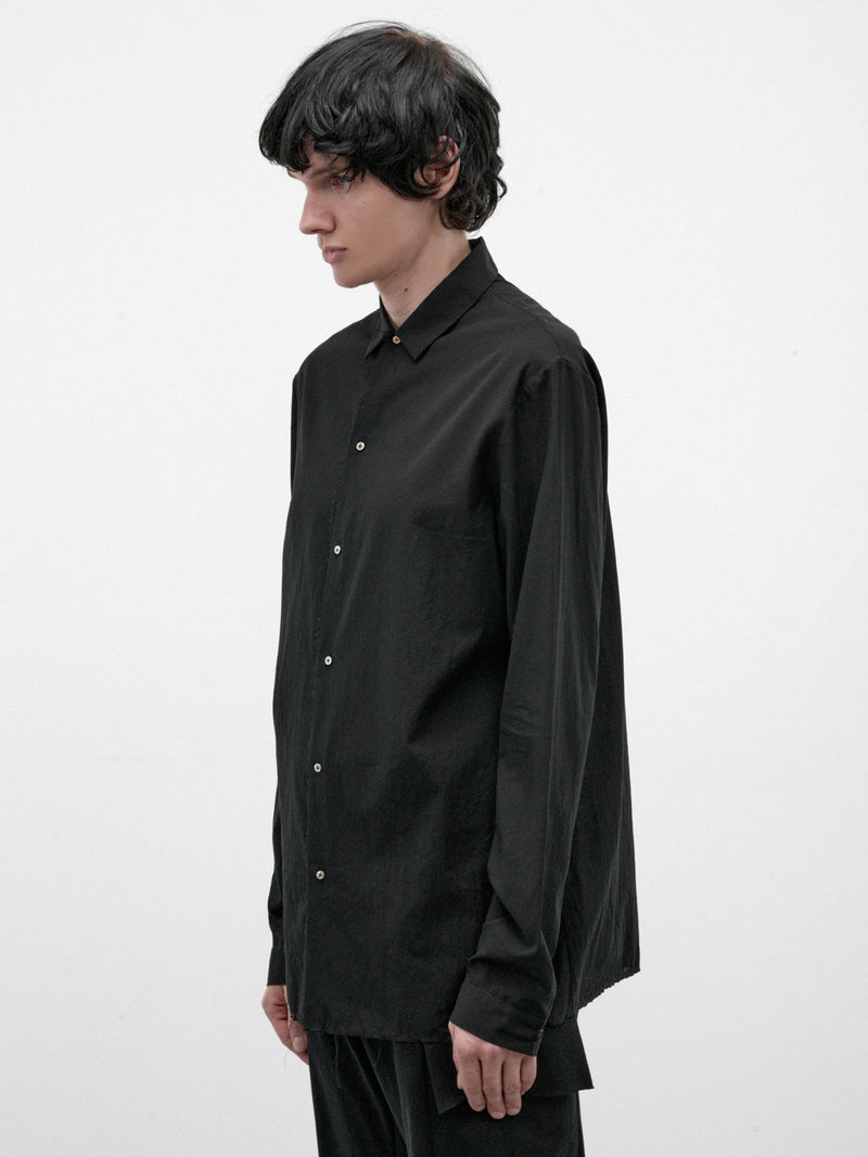 Black Cotton Button-Up Shirt (H222-CXL3-BLACK)