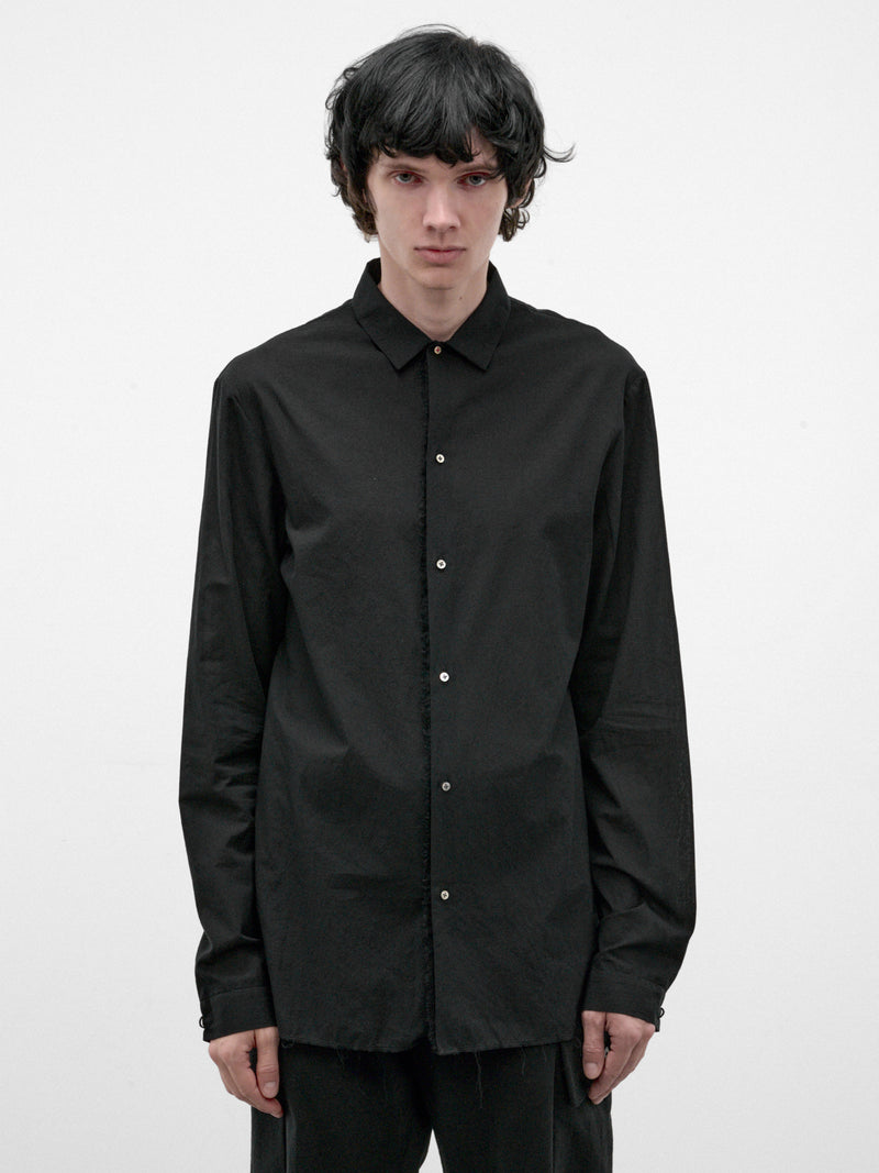 Black Cotton Button-Up Shirt (H222-CXL3-BLACK)