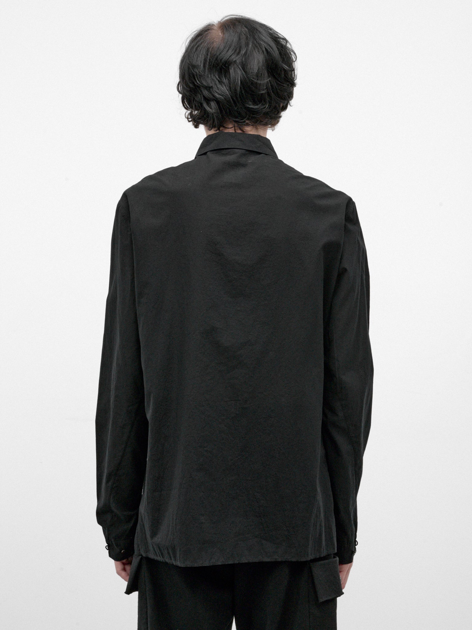Black Cotton Button-Up Shirt (H222-CXL3-BLACK)