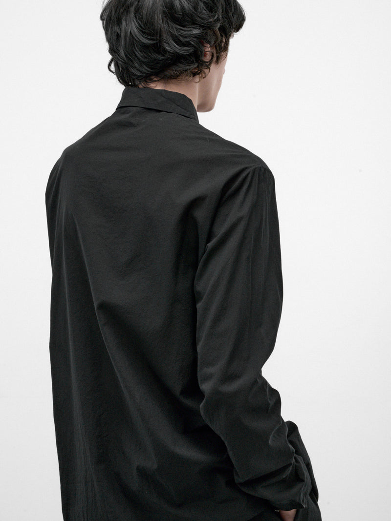 Black Cotton Button-Up Shirt (H222-CXL3-BLACK)