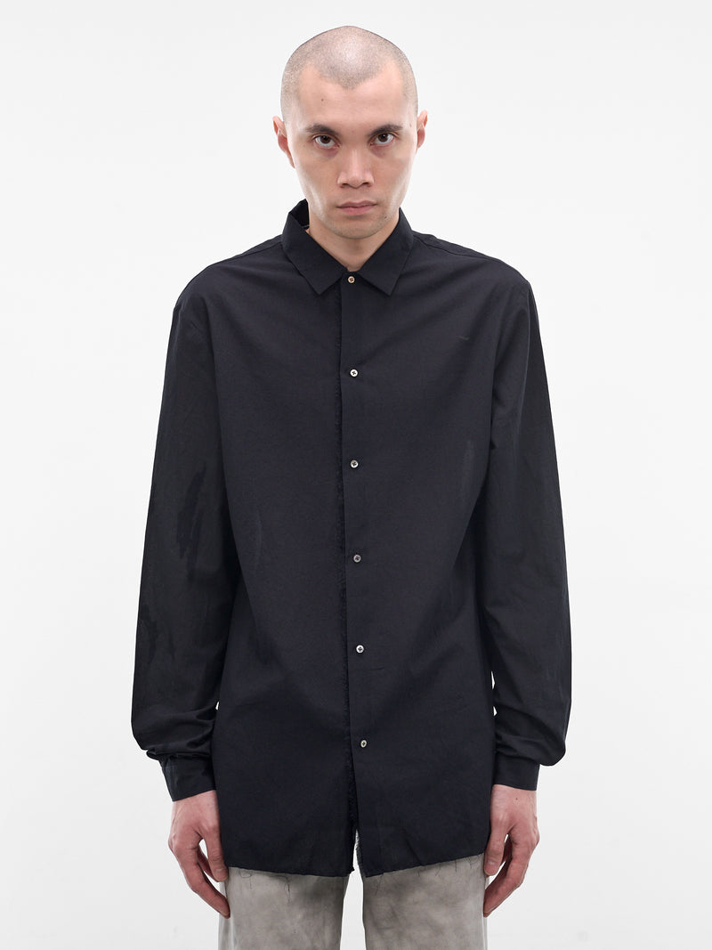 Black Cotton Button-Up Shirt (H222-CXL3-BLACK)