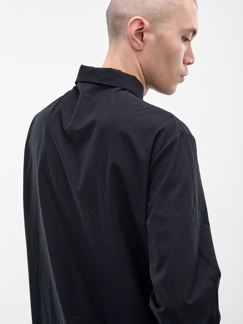 Black Cotton Button-Up Shirt (H222-CXL3-BLACK)