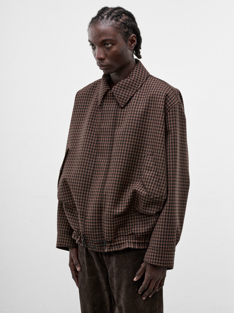 Brown Wool Checked Zip Jacket (H526Y02WGO-BROWN-BLACK)