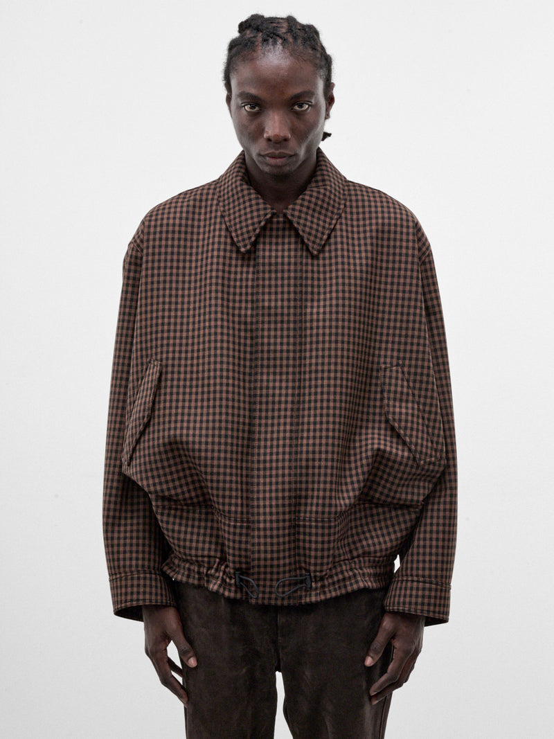 Brown Wool Checked Zip Jacket (H526Y02WGO-BROWN-BLACK)