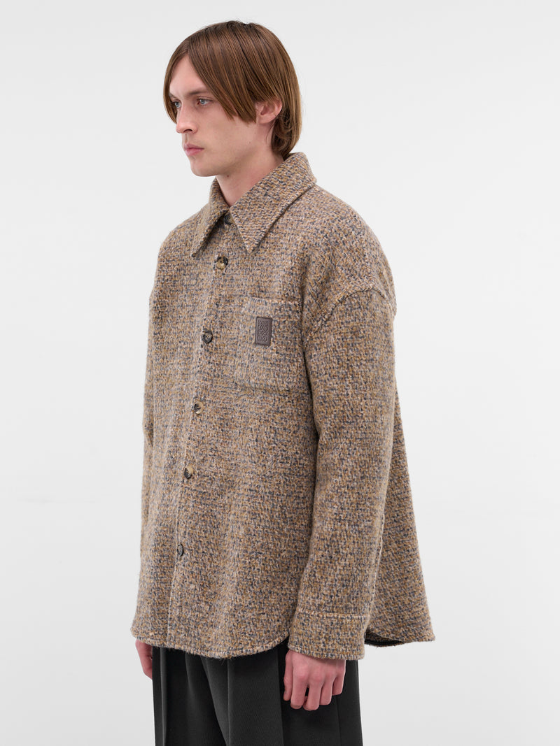 Beige Wool-Alpaca Check Overshirt (H526Y02X55-BEIGE-BLUE-MELANGE)