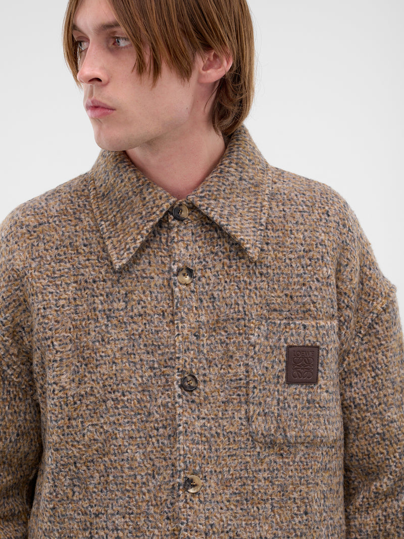 Beige Wool-Alpaca Check Overshirt (H526Y02X55-BEIGE-BLUE-MELANGE)
