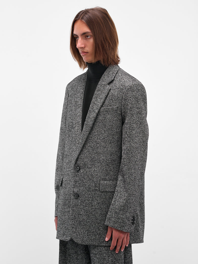 Gray Twill Oversized Blazer (H526Y03WC1-1102-BLACK-WHITE)