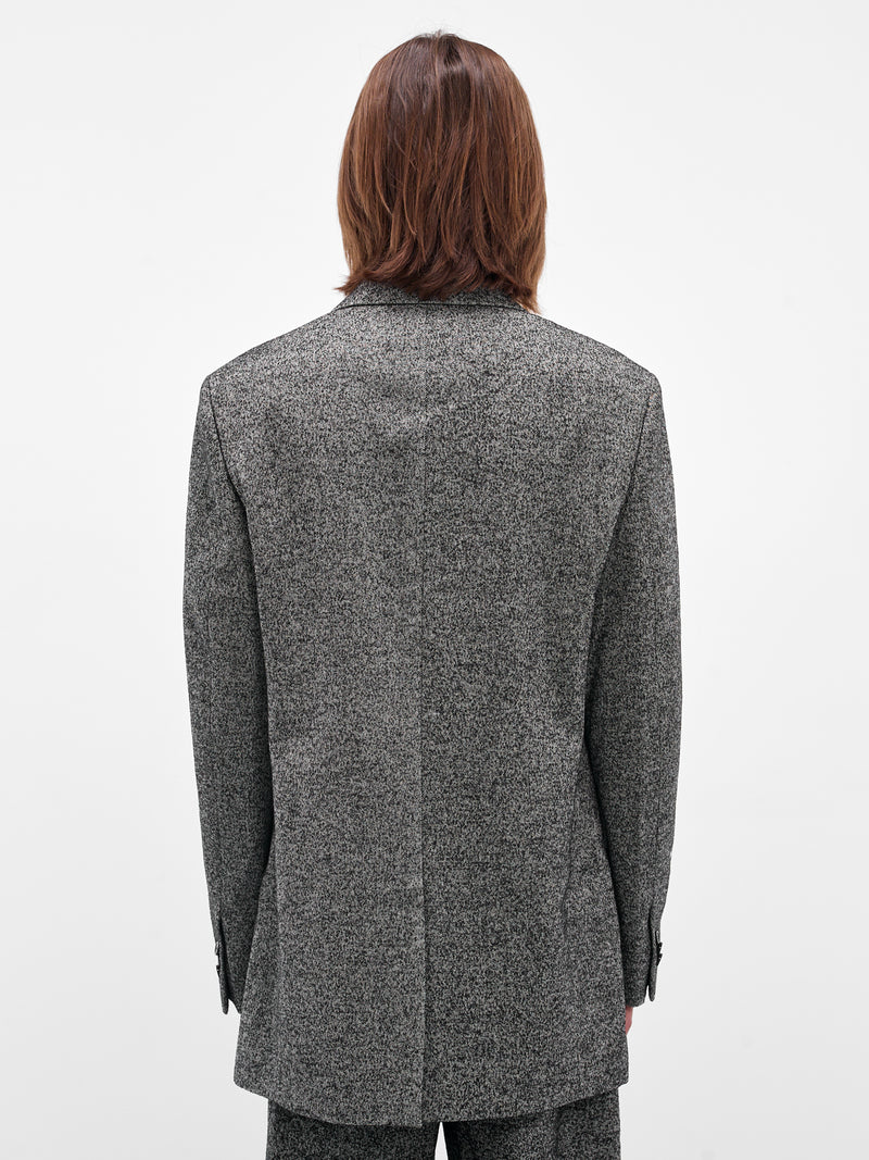 Gray Twill Oversized Blazer (H526Y03WC1-1102-BLACK-WHITE)
