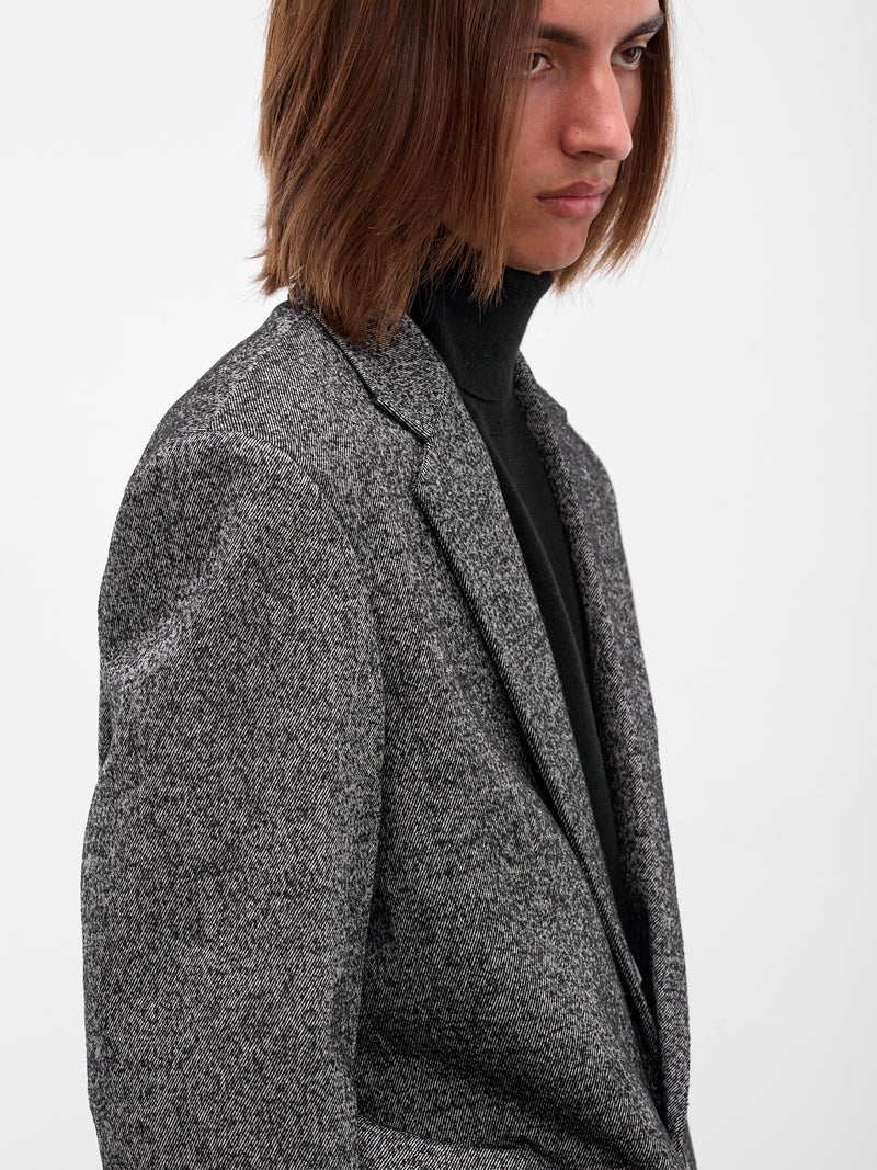 Gray Twill Oversized Blazer (H526Y03WC1-1102-BLACK-WHITE)