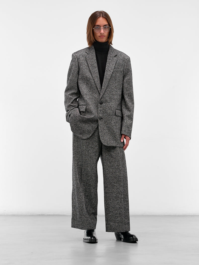 Gray Twill Oversized Blazer (H526Y03WC1-1102-BLACK-WHITE)