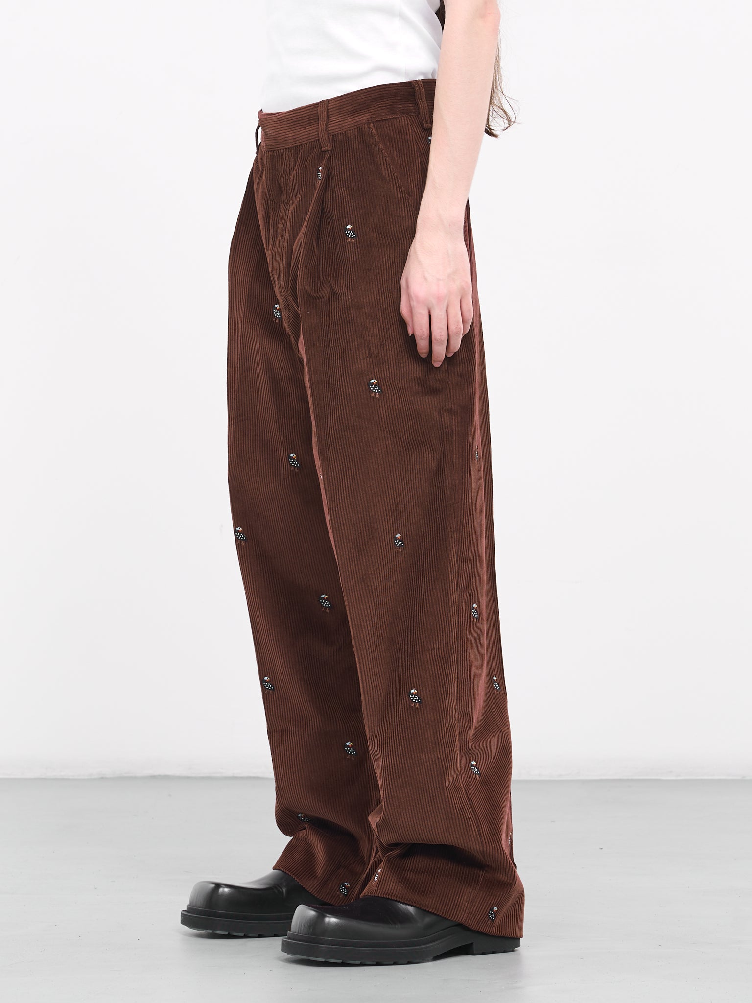 Corduroy Embroidered Trousers (H526Y04WDU-COCOA)