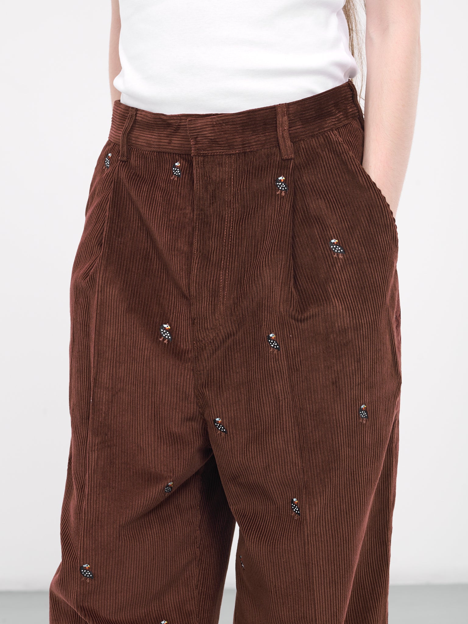 Corduroy Embroidered Trousers (H526Y04WDU-COCOA)