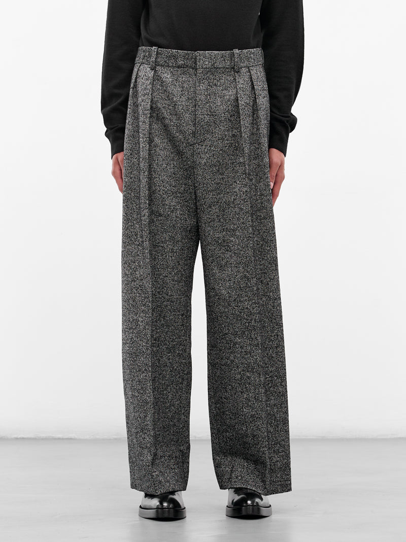 Gray Twill Wide Leg Trousers (H526Y04WH2-1440-GREY-MELANGE)