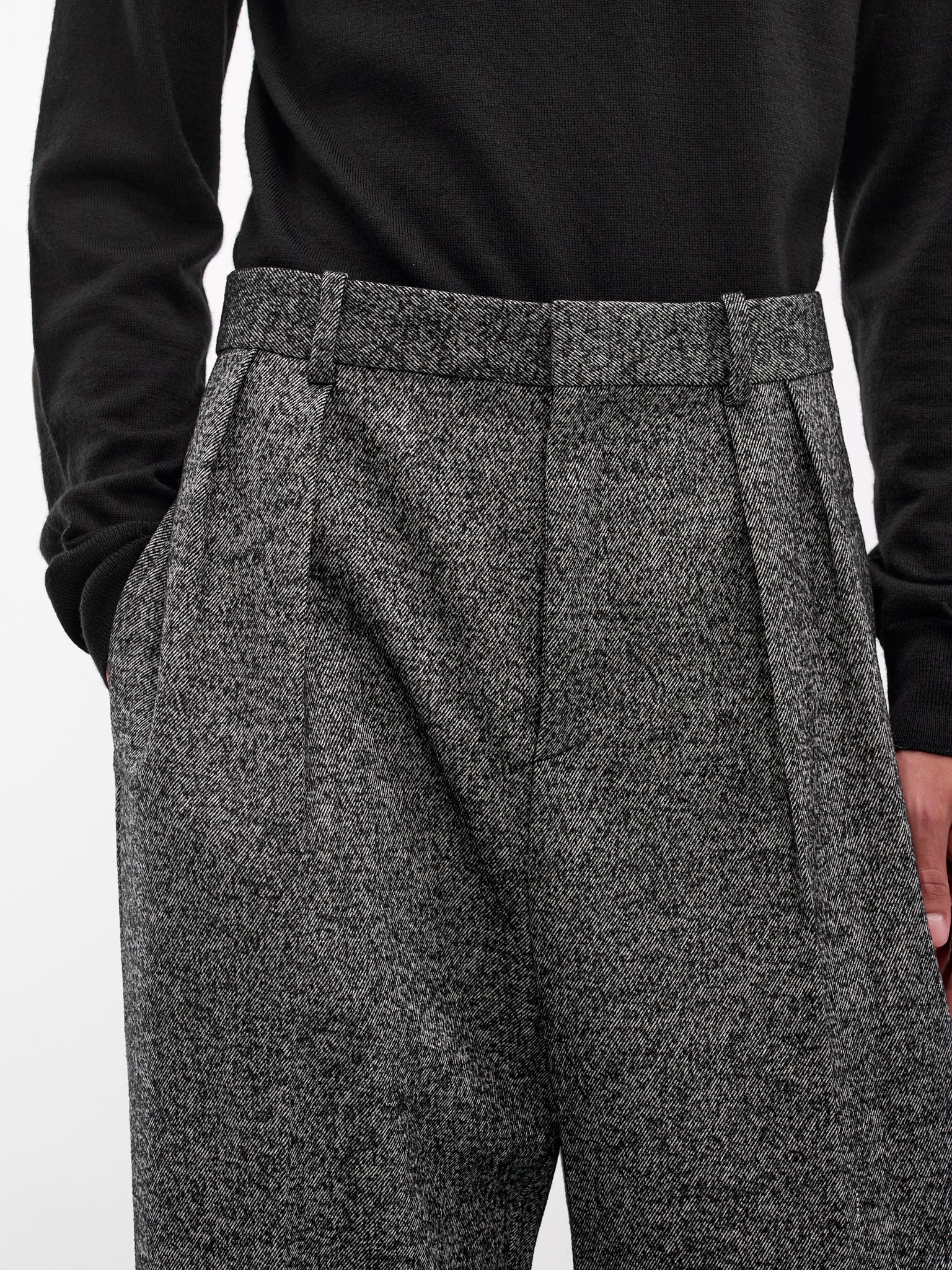 Gray Twill Wide Leg Trousers (H526Y04WH2-1440-GREY-MELANGE)