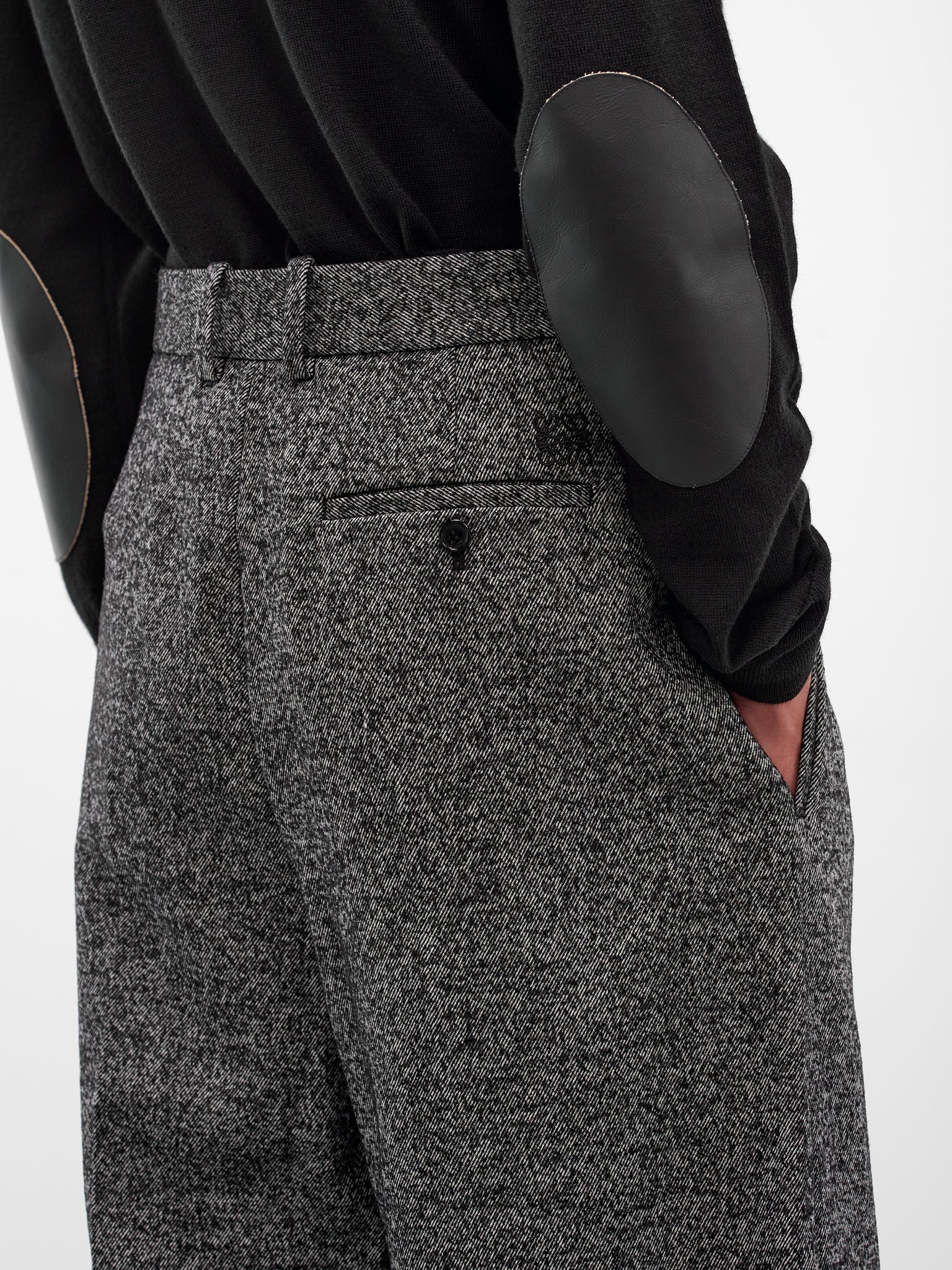 Gray Twill Wide Leg Trousers (H526Y04WH2-1440-GREY-MELANGE)