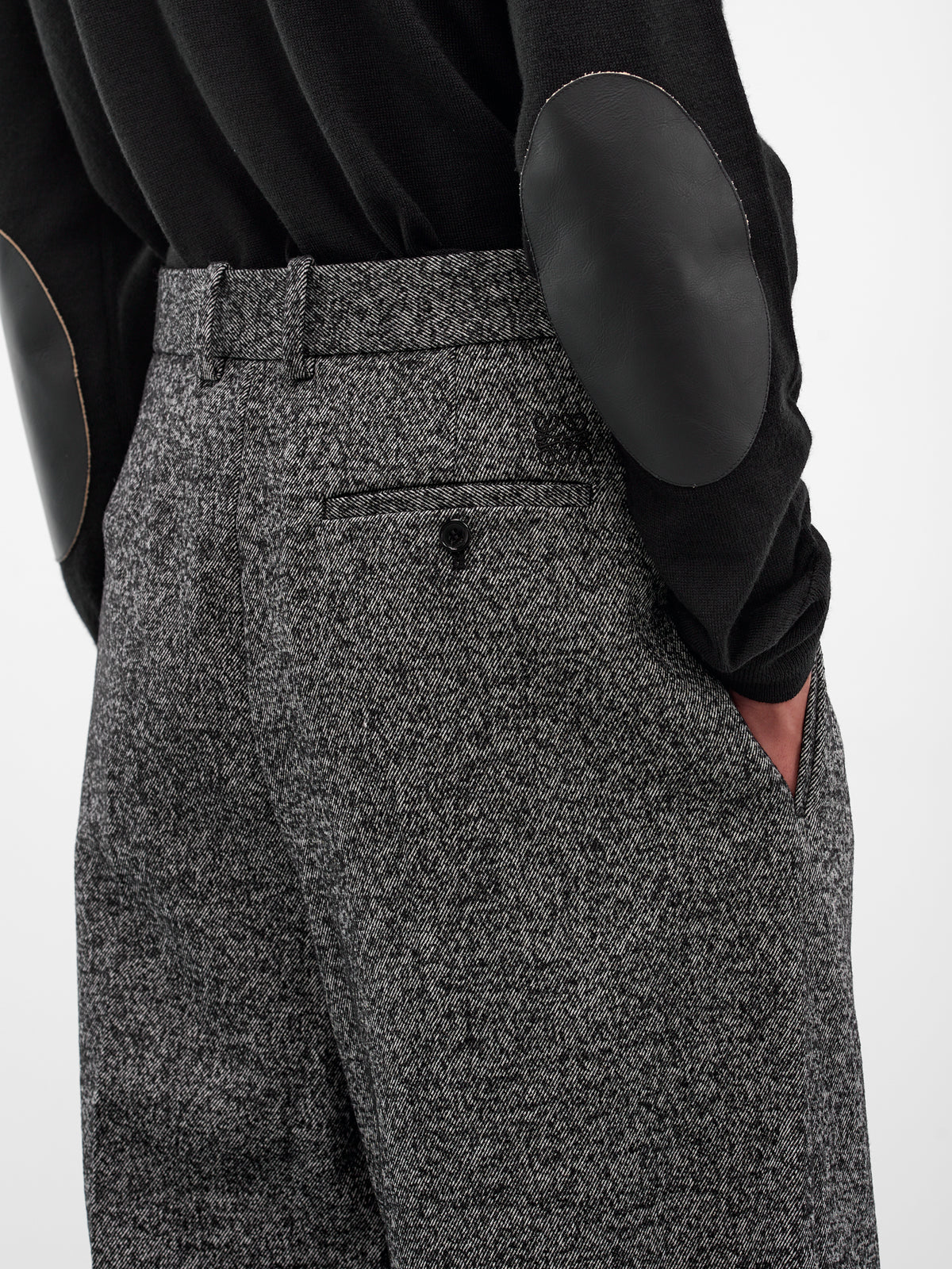 Gray Twill Wide Leg Trousers (H526Y04WH2-1440-GREY-MELANGE)