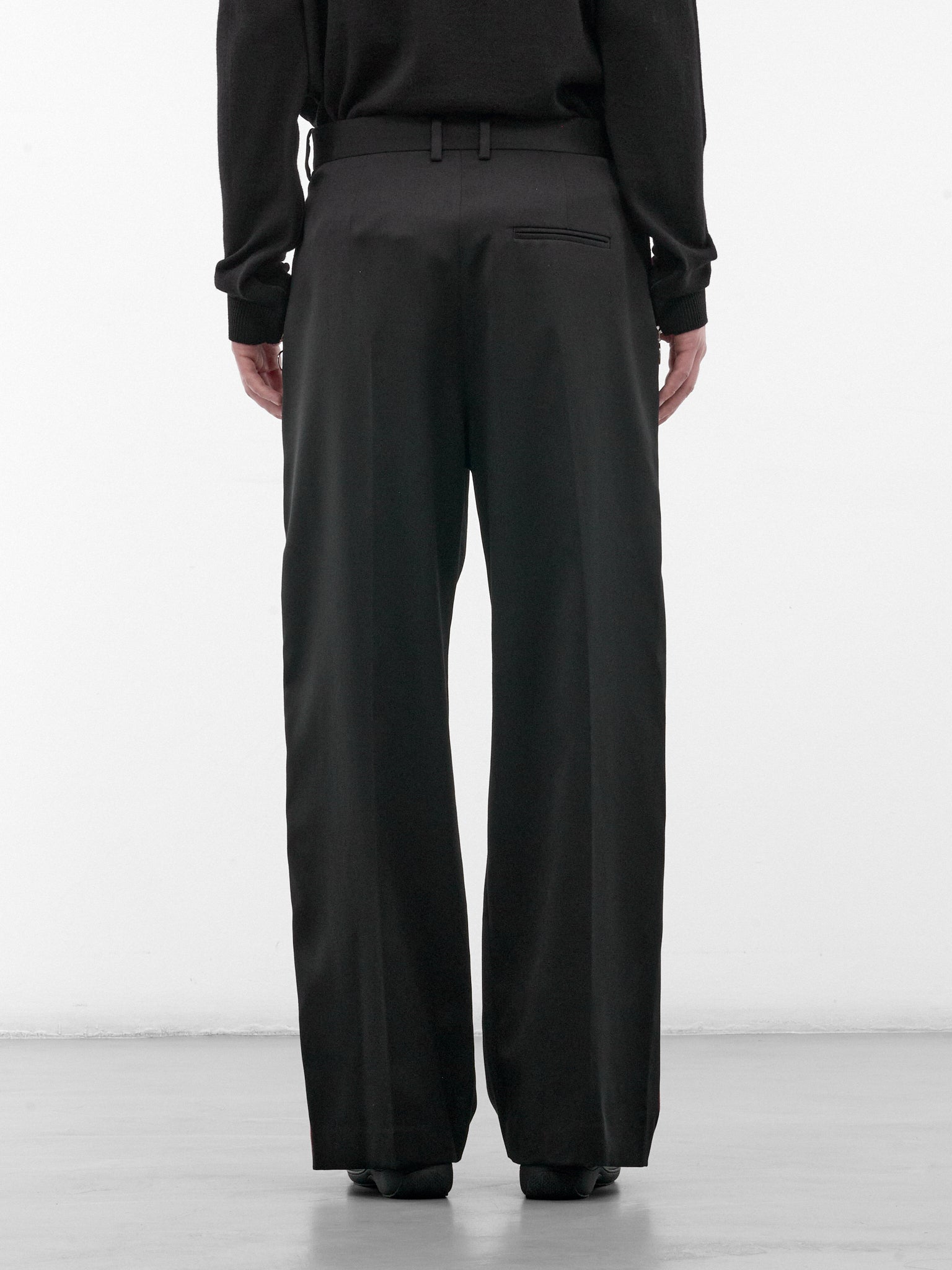 Black Wool Stripe Trousers (H526Y04WJP-BLACK-RED)