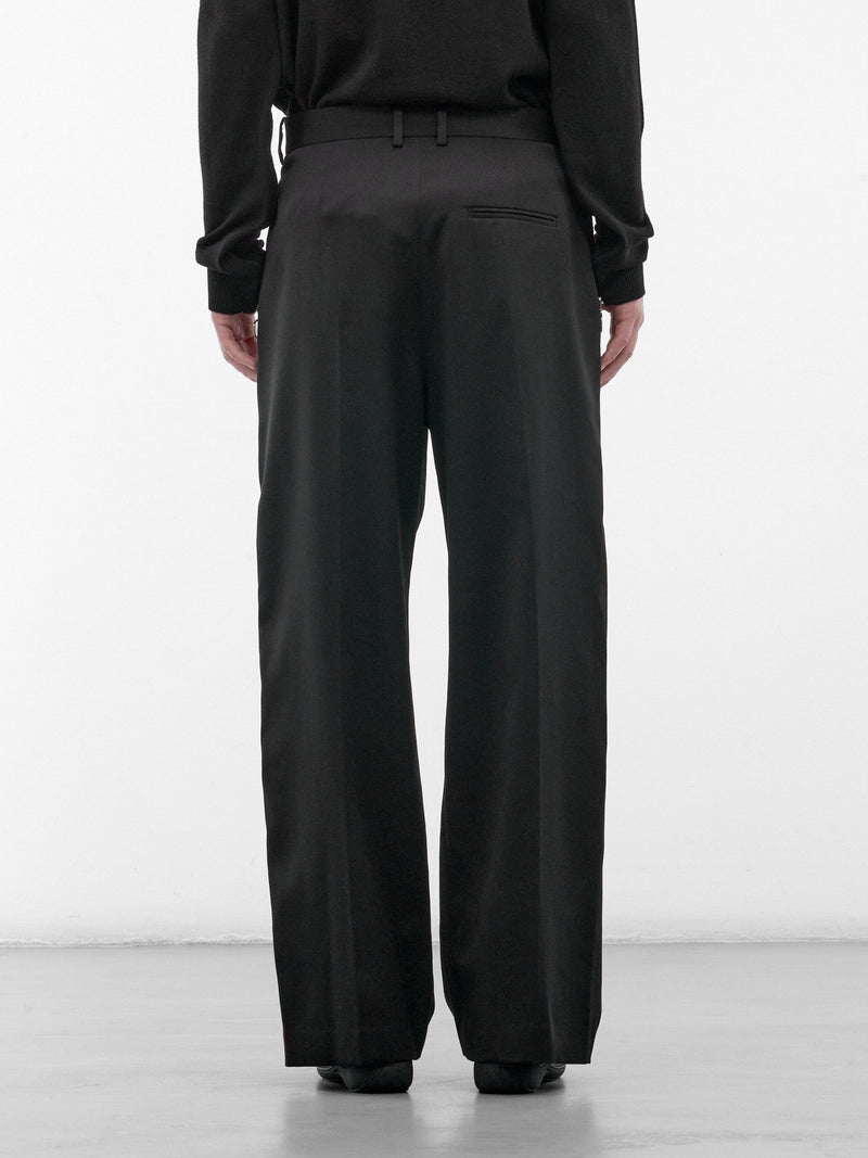 Black Wool Stripe Trousers (H526Y04WJP-BLACK-RED)