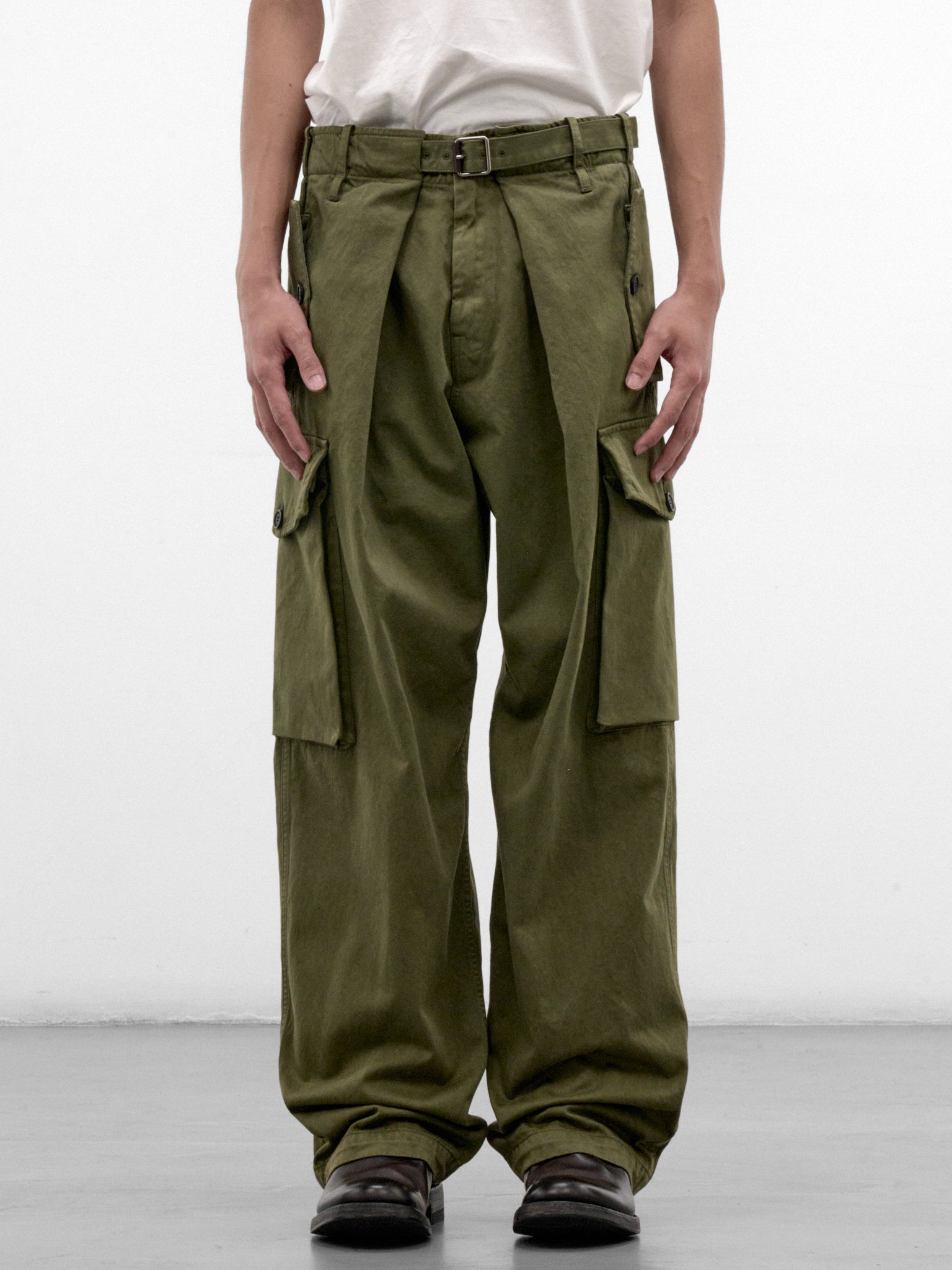 Khaki Cotton Cargo Trousers (H526Y04WK1-KHAKI-GREEN)