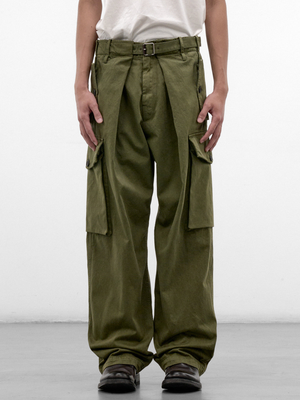 Khaki Cotton Cargo Trousers (H526Y04WK1-KHAKI-GREEN)