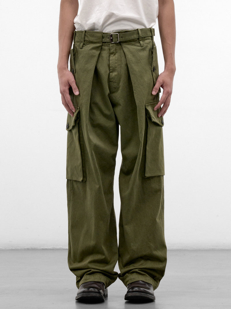 Khaki Cotton Cargo Trousers (H526Y04WK1-KHAKI-GREEN)