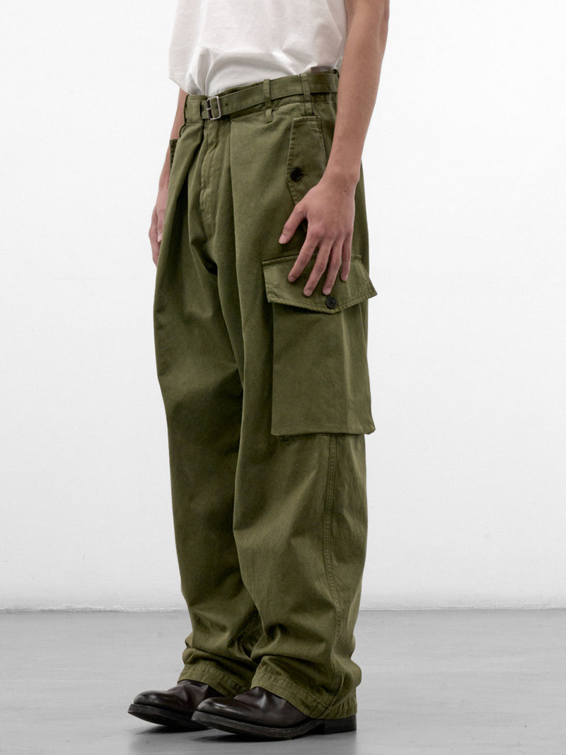 Khaki Cotton Cargo Trousers (H526Y04WK1-KHAKI-GREEN)