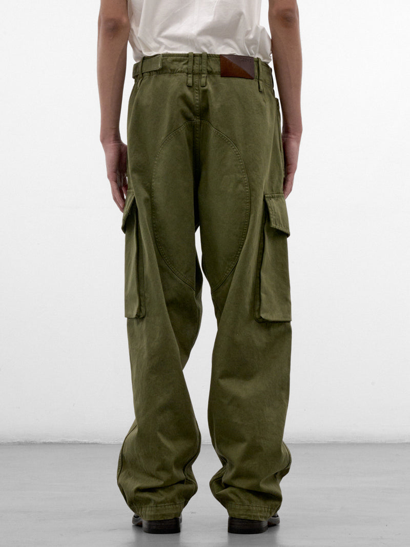 Khaki Cotton Cargo Trousers (H526Y04WK1-KHAKI-GREEN)