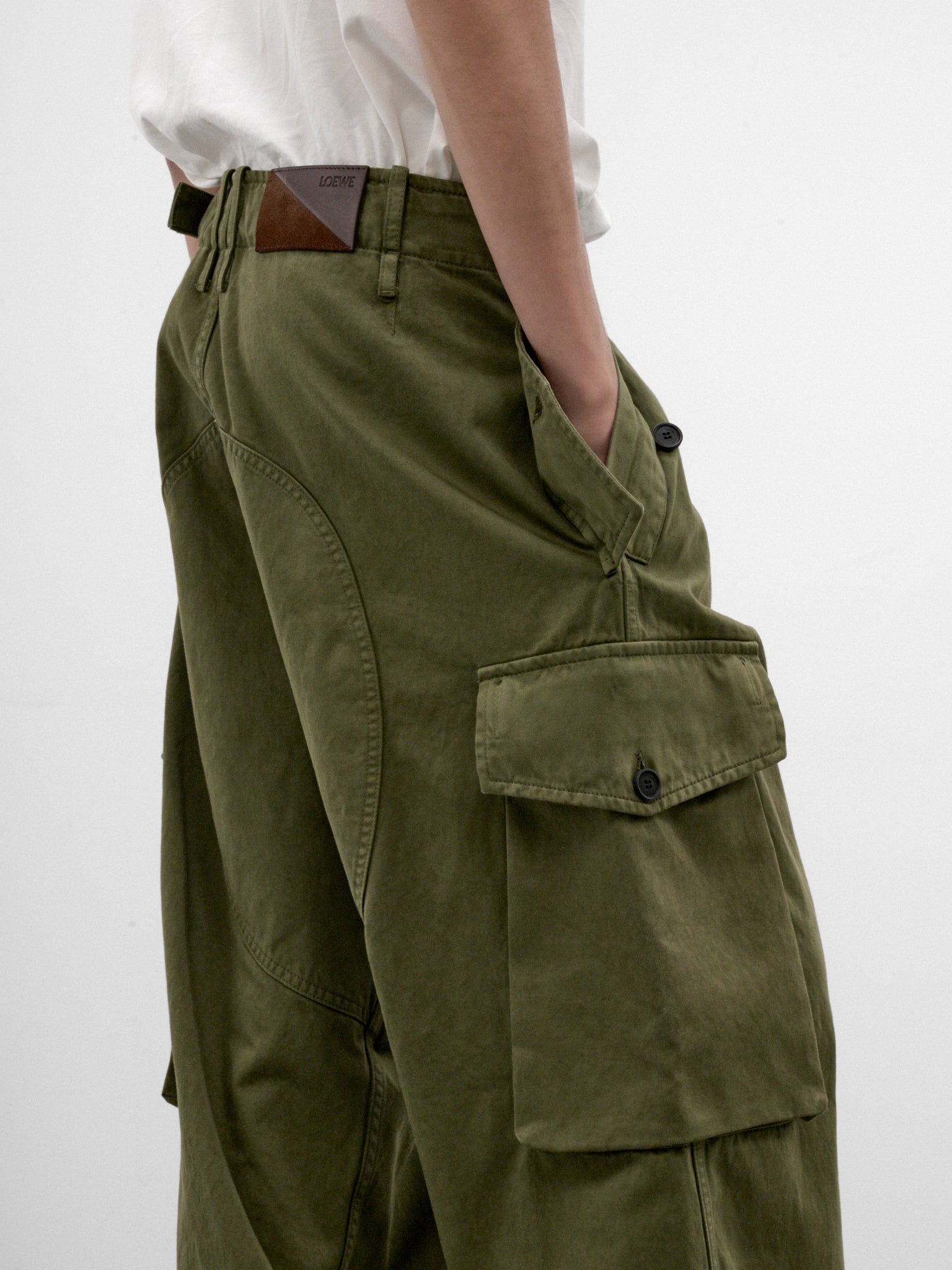 Khaki Cotton Cargo Trousers (H526Y04WK1-KHAKI-GREEN)