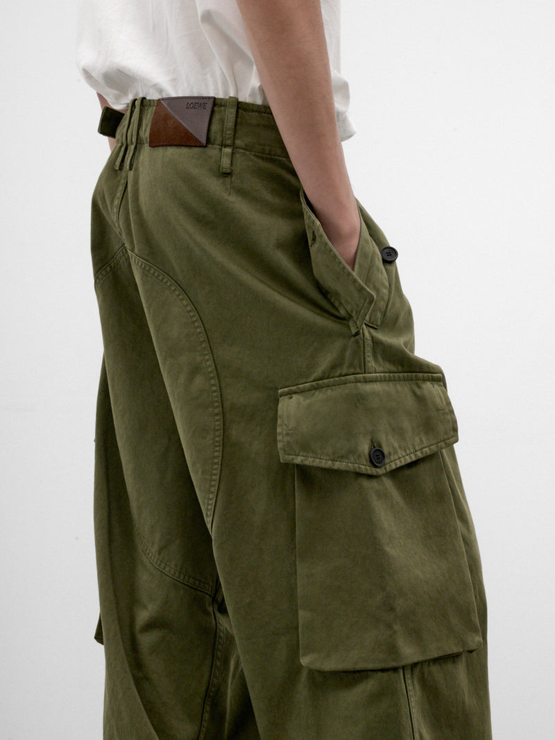 Khaki Cotton Cargo Trousers (H526Y04WK1-KHAKI-GREEN)