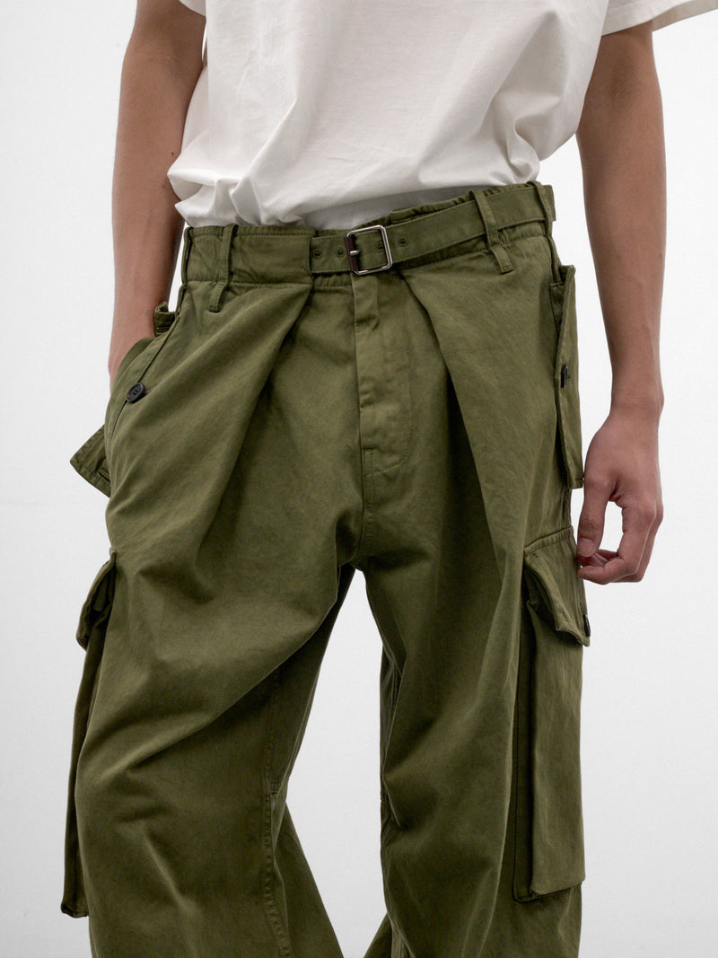 Khaki Cotton Cargo Trousers (H526Y04WK1-KHAKI-GREEN)