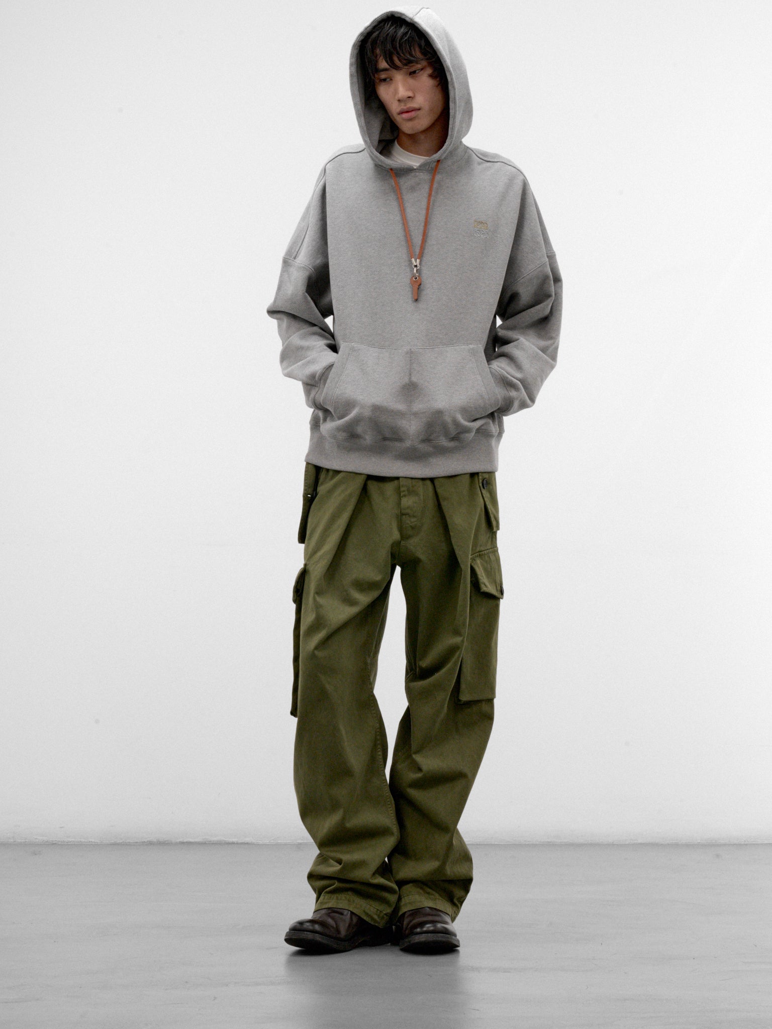 Gray Loopback Cotton Hoodie (H526Y25X92-GREY)