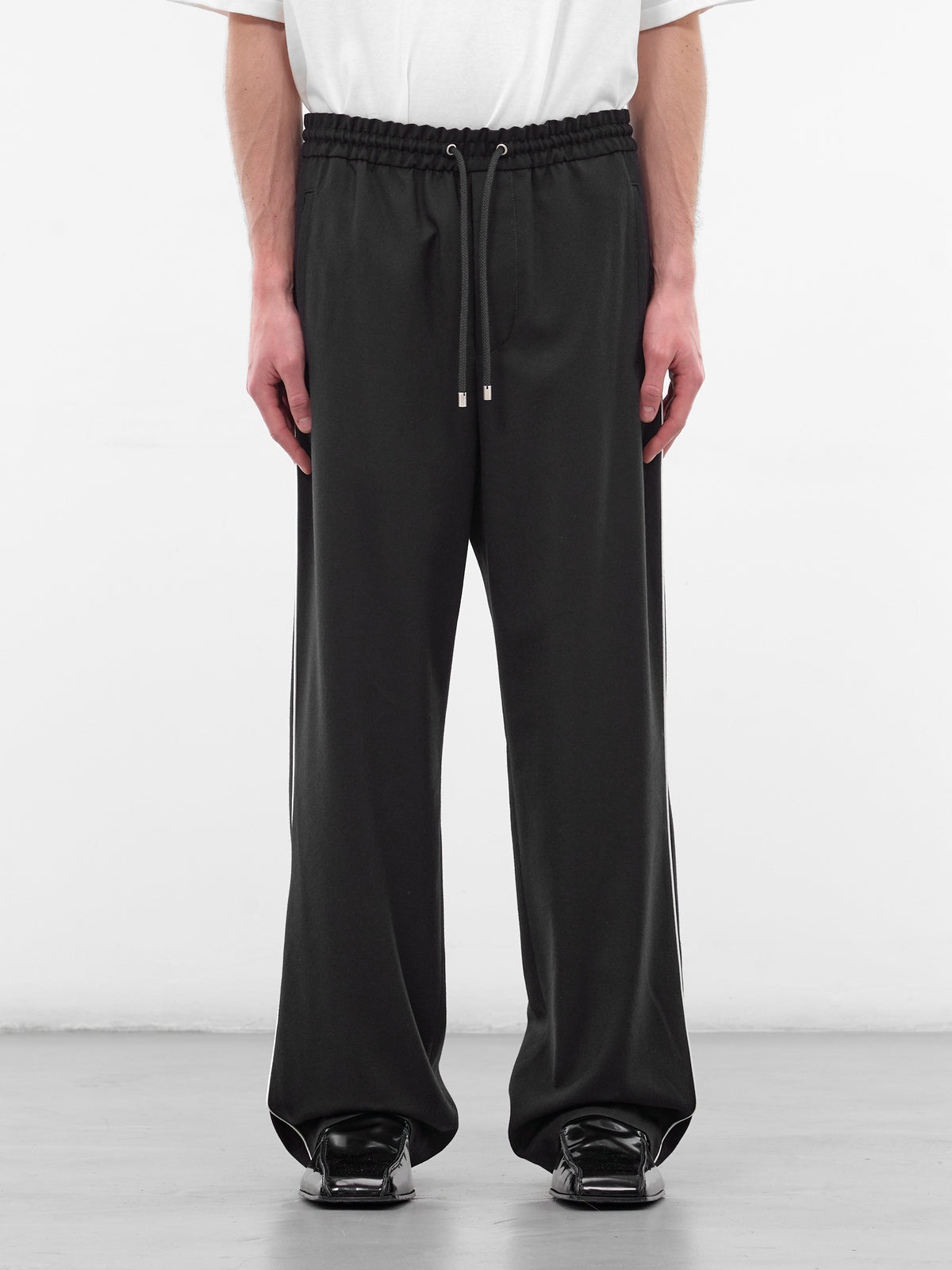 Navy Elasticated Wool Flannel Sweatpants (H526Y04X62-NAVY-BLUE)