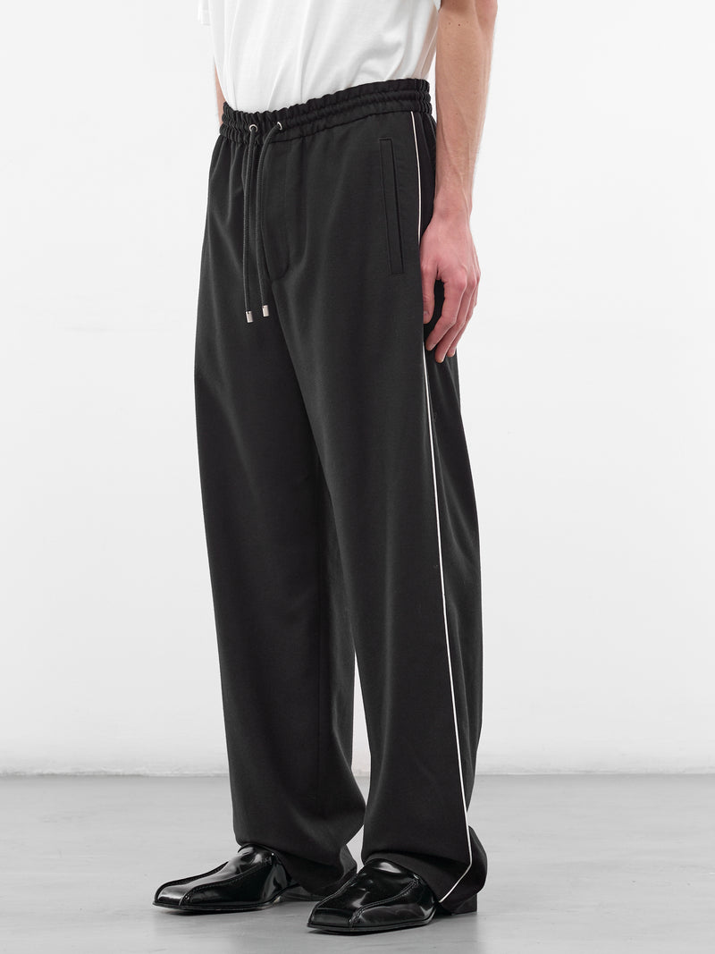 Navy Elasticated Wool Flannel Sweatpants (H526Y04X62-NAVY-BLUE)