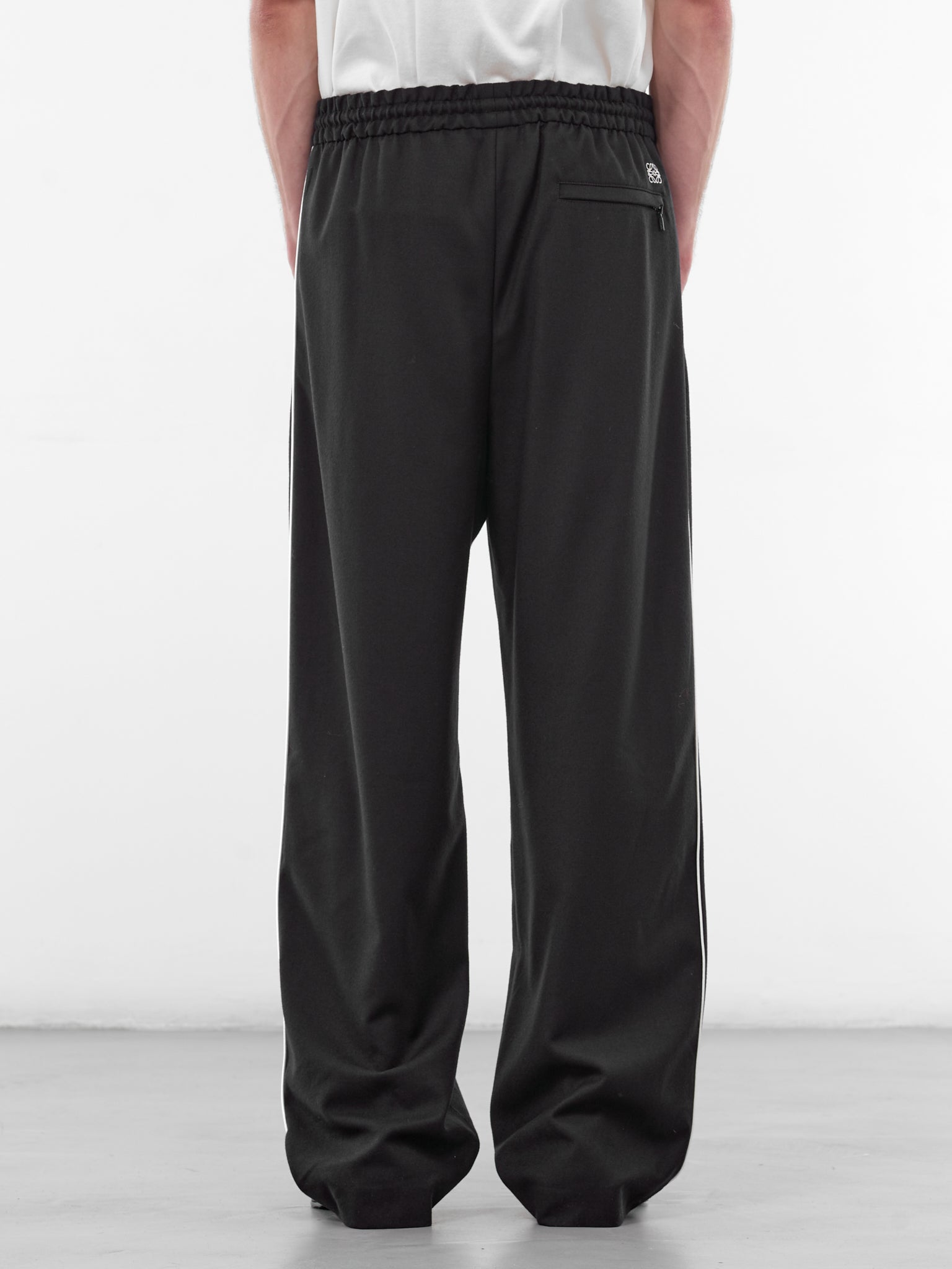 Navy Elasticated Wool Flannel Sweatpants (H526Y04X62-NAVY-BLUE)